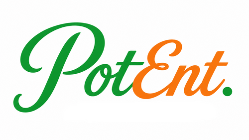 Logo of PotEnt with green and orange text on a white background